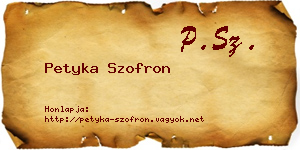 Petyka Szofron névjegykártya